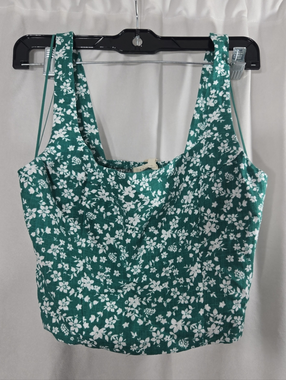 Copper Key Green Floral Smocked Cropped Top NWT Sz Small